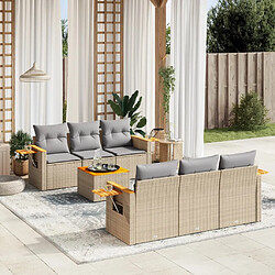 vidaXL Salon de jardin avec coussins 7 pcs beige résine tressée 