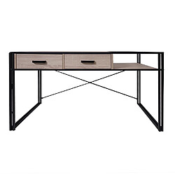 Decoshop26 Bureau d'ordinateur avec tiroirs et compartiment de rangement design industriel 76x120x70cm aspect chêne 04_0001450