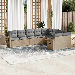 vidaXL Salon de jardin avec coussins 9 pcs beige résine tressée 