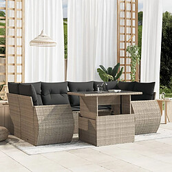 vidaXL Salon de jardin avec coussins 7 pcs gris clair résine tressée 