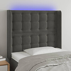 Maison Chic Tête de lit scandinave à LED,meuble de chambre Gris foncé 103x16x118/128 cm Velours -MN17393