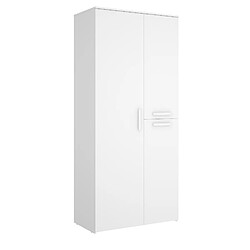 Acheter Pegane Armoire, meuble de rangement avec 3 portes coloris blanc - Longueur 90 x Profondeur 52 x Hauteur 205 cm