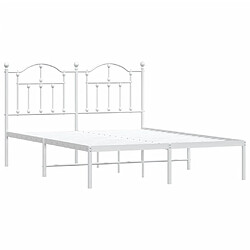 Acheter Maison Chic Lit adulte 140x200cm- Cadre de lit métal avec tête de lit pour chambre blanc -MN84089