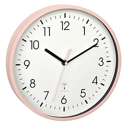 TFA Dostmann 60.3550.16 Horloge Murale analogique Radio-pilotée Haute précision Moderne analogique avec trotteuse Rose et Couvercle en Verre pour Salon, entrée, Cadeau, 245 x 245 x 42 mm, Rose 