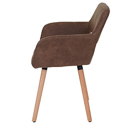 Avis Decoshop26 Chaise de salle à manger bureau visiteur design rétro en tissu marron pied en bois clair 04_0002152