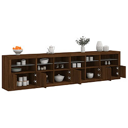 Maison Chic Commode Buffet - Meuble de rangement avec lumières LED chêne marron 283x37x67 cm -GKD41986