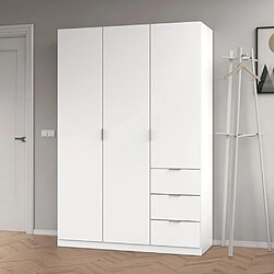 Armoire avec 3 portes coloris blanc - 200 x 135 x 52 cm -PEGANE- 