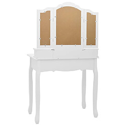 Acheter vidaXL Ensemble de coiffeuse avec tabouret Blanc 80x69x141cm Paulownia