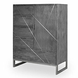 Paris Prix Buffet Design 5 Tiroirs & 1 Porte Paso 112cm Gris 