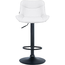 Avis Decoshop26 Lot de 2 tabourets de bar x1 avec coutures décoratives en PVC blanc pied en trompette métal noir 10_0004452