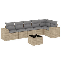 vidaXL Salon de jardin avec coussins 7 pcs beige résine tressée