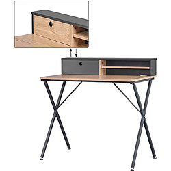 Avis Helloshop26 Bureau adulte avec étagère 90 cm couleur chêne gris clair 19_0000010