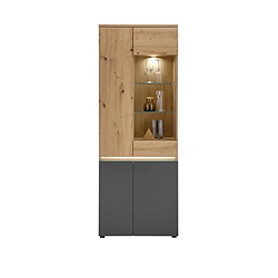 But Vitrine LED LILLE imitation chêne et anthracite 