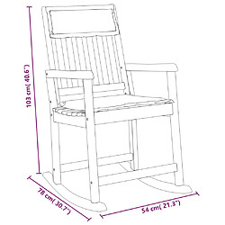 Maison Chic Chaise à bascule avec coussin | Fauteuil à bascule Rocking chairs bois massif d'acacia -GKD77884 pas cher