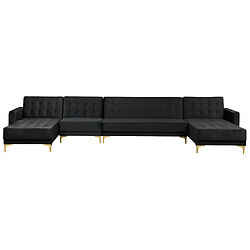 Acheter Beliani Grand canapé avec pouf ottoman ABERDEEN Noir Velours Symétrique