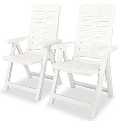 vidaXL lot de 2 Chaises inclinables de jardin Plastique Blanc