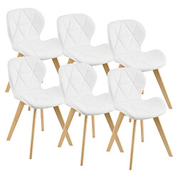 Lot de 6 Chaises Älmhult Similicuir 81 x 57 x 49 cm Blanc [en.casa]