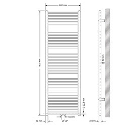 Avis LuxeBath Radiateur sèche-serviette salle de bain acier chrome connexion central 60x180 cm