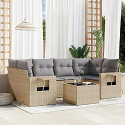 Maison Chic Salon de jardin avec coussins 7 pcs, Ensemble Tables et chaises de jardin, beige résine tressée -GKD871805