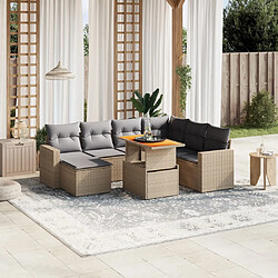 vidaXL Salon de jardin avec coussins 8 pcs beige résine tressée 