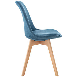 Avis Decoshop26 Chaise de salle à manger x1 design scandinave en issu bleu et pieds en bois clair 10_0002291