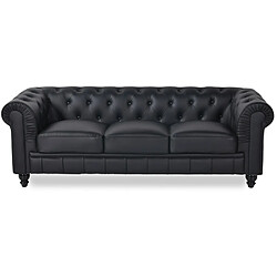 Canapé Chesterfield 3 Places Regency Noir 