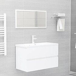 vidaXL Ensemble de meubles de salle de bain 2 pcs Blanc Aggloméré