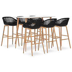 vidaXL Ensemble de bar 7 pcs Blanc et noir