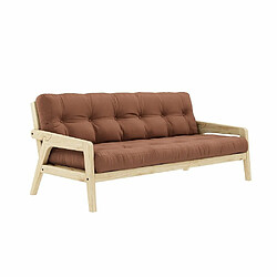 Inside 75 Canapé convertible futon GRAB pin naturel coloris brun argile couchage 130 cm.