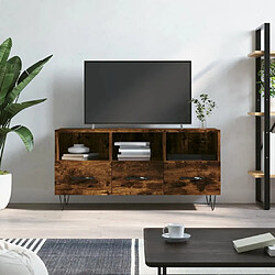 Maison Chic Meuble TV scandinave - Banc TV pour salon chêne fumé 102x36x50 cm bois d'ingénierie -MN60718