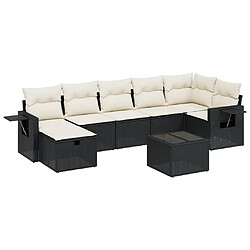 vidaXL Salon de jardin 8 pcs avec coussins noir résine tressée