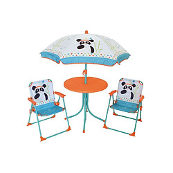 FUN HOUSE 713095 INDIAN PANDA Salon de jardin avec une table, 2 chaises pliables et un parasol pour enfant 