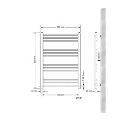 ECD Germany Radiateur avec Élément Chauffant Électrique 600W - 750 x 800 mm - Chrome - Connexion Latéral - Forme Droit - Kit de Montage Mural Inclus - Sèche-Serviettes Sahara pour Salle de Bain