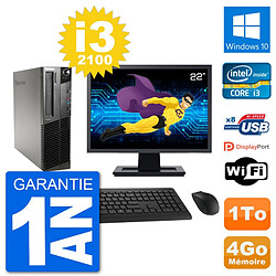 PC Lenovo M91p SFF Ecran 22" Intel i3-2100 RAM 4Go Disque 1To Windows 10 Wifi - Occasion