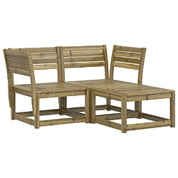 vidaXL Salon de jardin 3 pcs bois de pin imprégné