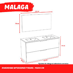 Acheter Le Quai Des Affaires Meuble sous-vasque 2 tiroirs MALAGA 120 cm + vasque + miroir / Chêne blanchi