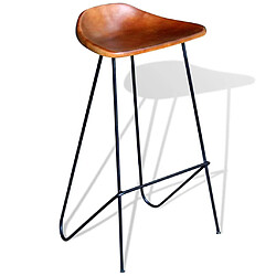 vidaXL Chaises de bar lot de 2 noir et marron cuir véritable