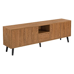 Meuble TV Hedemora 140 x 30 x 46 cm Effet Bois Foncé [en.casa]