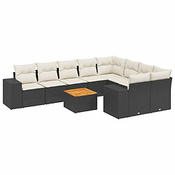 Maison Chic Salon de jardin 10 pcs avec coussins, Ensemble Tables et chaises d'extérieur noir résine tressée -GKD554750