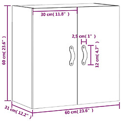 vidaXL Armoire murale Blanc brillant 60x31x60 cm Bois d'ingénierie pas cher