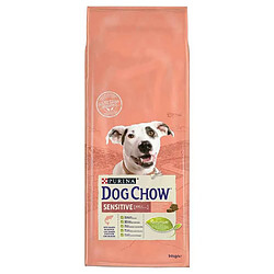 DOG CHOW Croquettes - Avec du saumon - Pour chien adulte sensible - 14 kg 