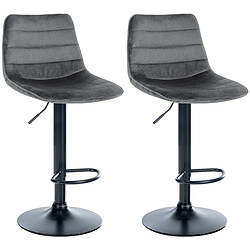 Non Lot de 2 tabourets de bar Lex velours noir 