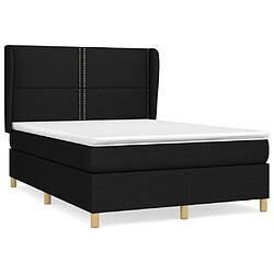 vidaXL Sommier à lattes de lit avec matelas Noir 140x200 cm Tissu