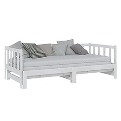 Acheter Maison Chic Lit d'appoint Blanc 2x(90x200)cm,Lit coulissant Lit de repos Bois de pin massif -GKD90516