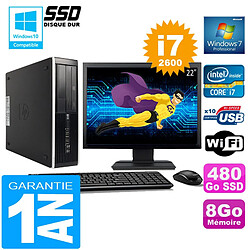 PC HP Compaq 8300 SFF Core I7-2600 Ram 8Go Disque 480 Go SSD Wifi W7 Ecran 22" - Occasion