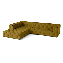 Lisa Design Gallata - canapé Chesterfield d'angle gauche - 5 places - en velours Gallata - canapé Chesterfield d'angle gauche - 5 places - en velours - Jaune