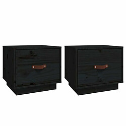 Maison Chic Lot de 2 Tables de chevet - Tables de Nuit Noir 40x34x35 cm Bois de pin massif