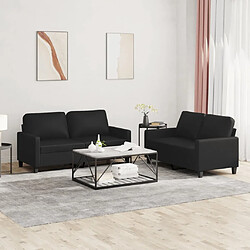 Maison Chic Ensemble de canapés 2 pcs avec coussins, Canapé droit Sofa pour Salon Noir Similicuir -GKD149981