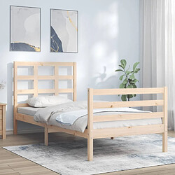 Maison Chic Cadre/structure de lit avec tête de lit pour adulte - Lit Moderne Chambre simple bois massif -MN74735