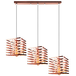 Stoex Suspension Lustre Abat jours forme Cage Ø 22cm Métal Fer Style vintage 3 Edison E27 Luminaire - Or rose 